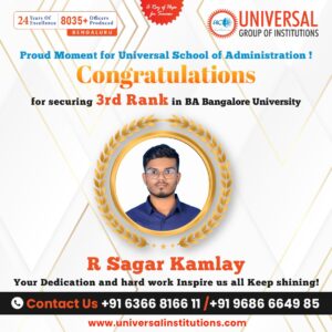 🌟 Celebrating Excellence: R Sagar Kamlay Secures 3rd Rank in Bangalore University – A Universal Success Story