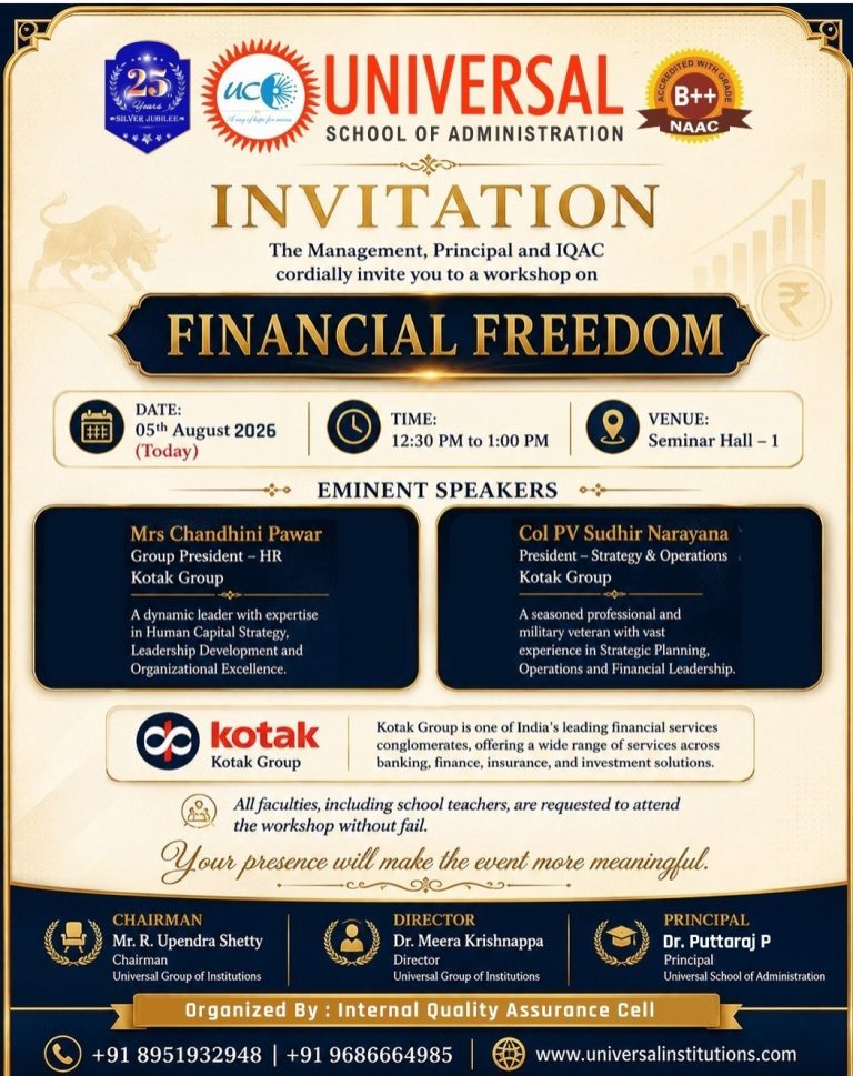Workshop on Financial Freedom at Universal School of Administration