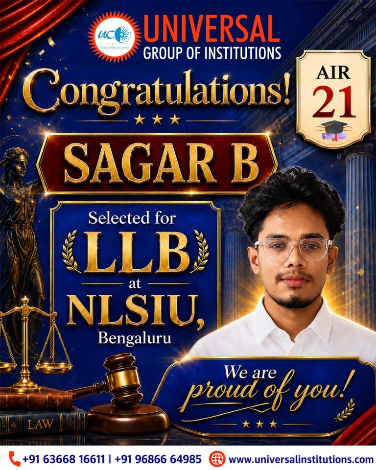 UGI Celebrates Sagar B’s Outstanding Achievement: AIR 21 and Selection to NLSIU Bengaluru